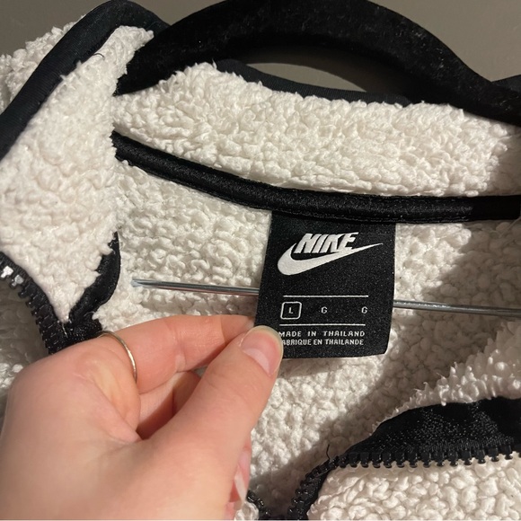 Nike Sportswear Quarter Zip Fleece Sherpa Cropped Sweater Sz Large Retro 90s - Picture 6 of 12